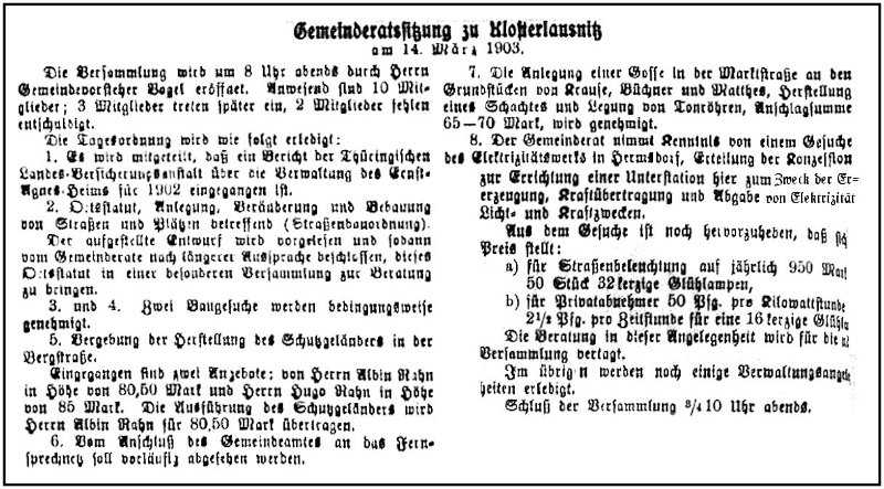 1903-03-14 Kl Gemeinderatssitzung